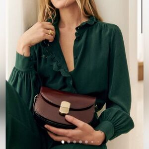Sezane Chlo Shirt in Bottle Green